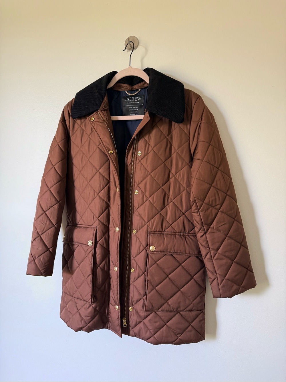 J. Crew Signature Quilted Brown Puffer Jacket